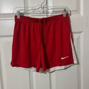 Nike Women's Red and White Athletic Shorts